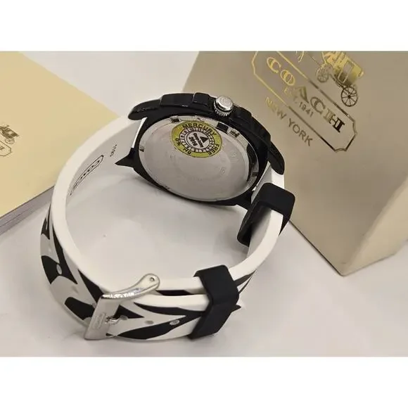 New COACH 1941 Ladies' 41mm Black Ceramic Silicone Watch. Box + Papers. - Picture 4 of 16